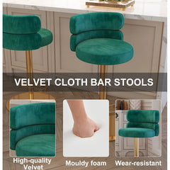 Giacamoz Adjustable Height Swivel Velvet Counter and Bar stool in Stainless Steel