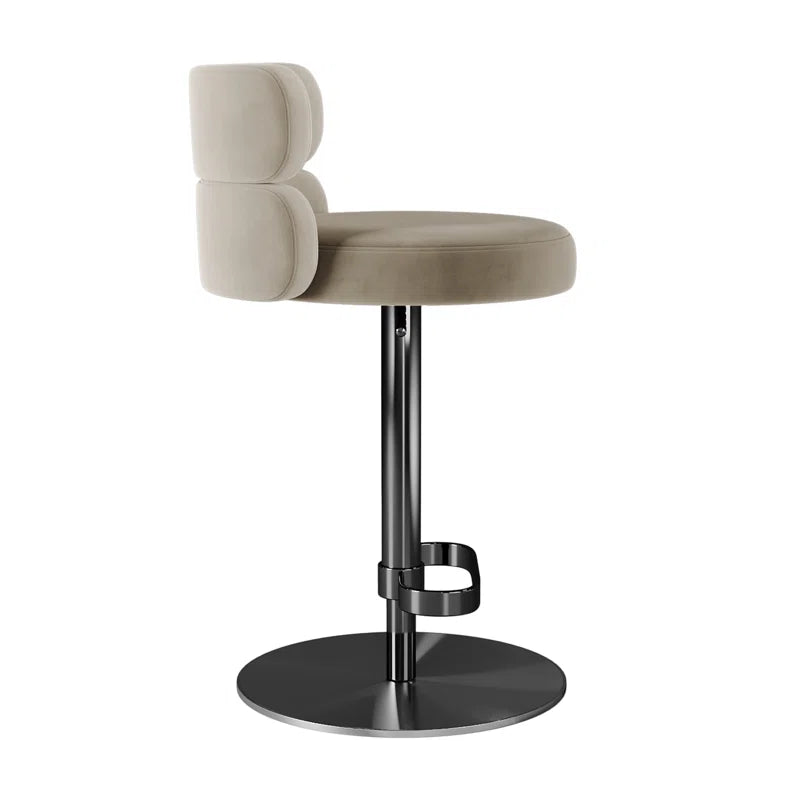 Giacamoz Adjustable Height Swivel Velvet Counter and Bar stool in Stainless Steel