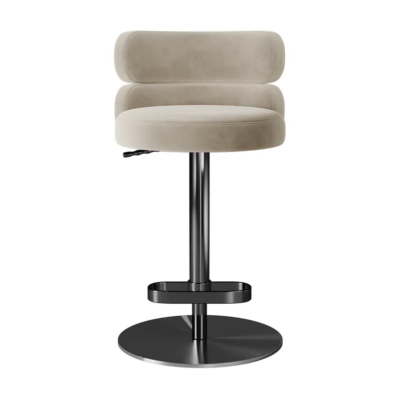 Giacamoz Adjustable Height Swivel Velvet Counter and Bar stool in Stainless Steel