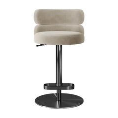 Giacamoz Adjustable Height Swivel Velvet Counter and Bar stool in Stainless Steel