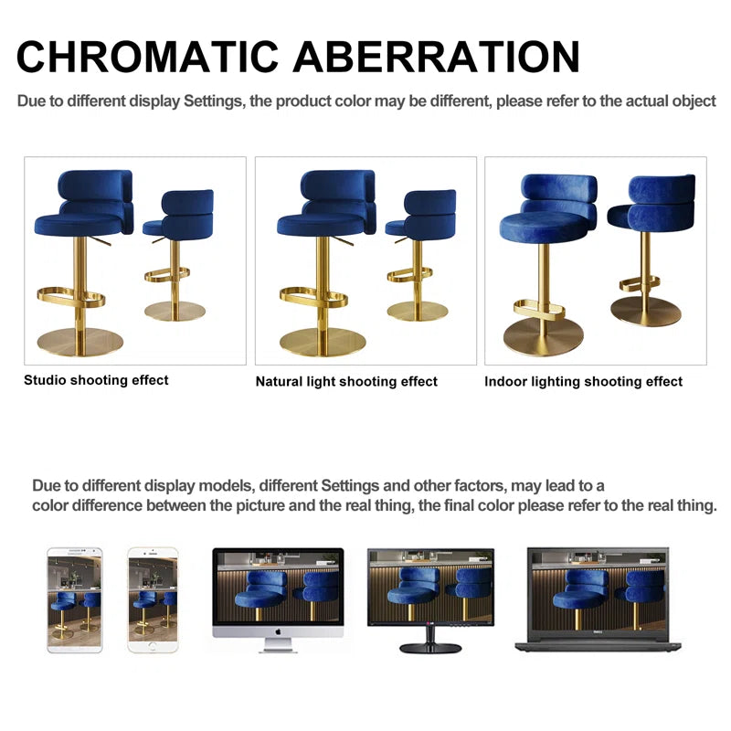 Giacamoz Adjustable Height Swivel Velvet Counter and Bar stool in Stainless Steel