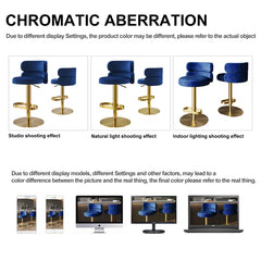 Giacamoz Adjustable Height Swivel Velvet Counter and Bar stool in Stainless Steel