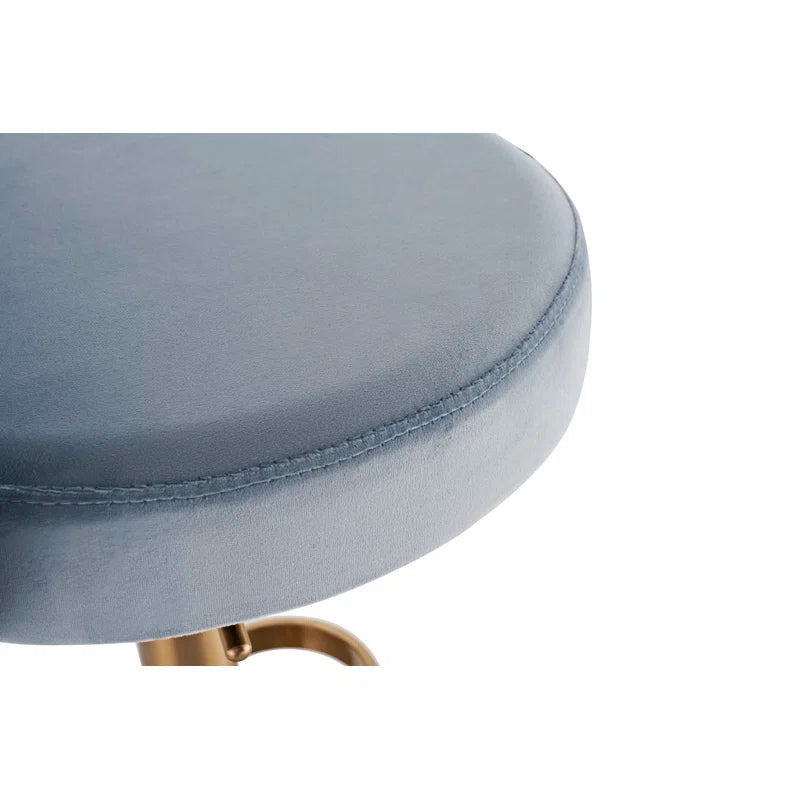 Giacamoz Adjustable Height Swivel Velvet Counter and Bar stool in Stainless Steel