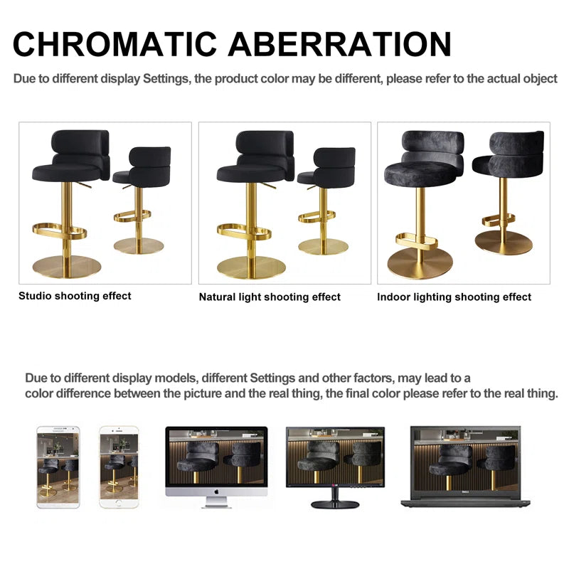 Giacamoz Adjustable Height Swivel Velvet Counter and Bar stool in Stainless Steel