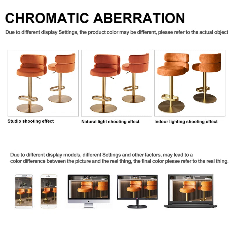 Giacamoz Adjustable Height Swivel Velvet Counter and Bar stool in Stainless Steel