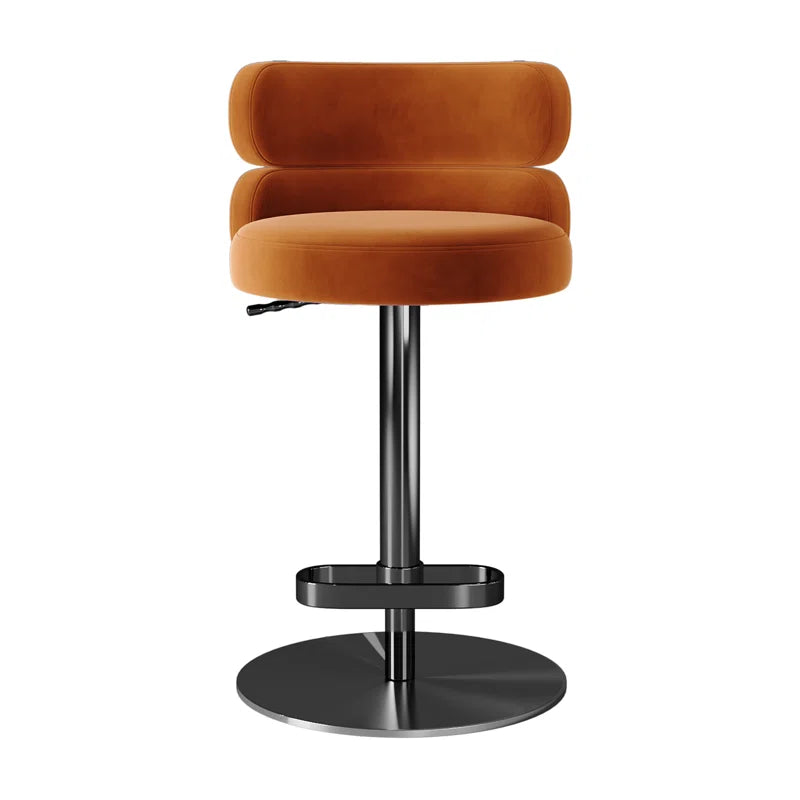 Giacamoz Adjustable Height Swivel Velvet Counter and Bar stool in Stainless Steel