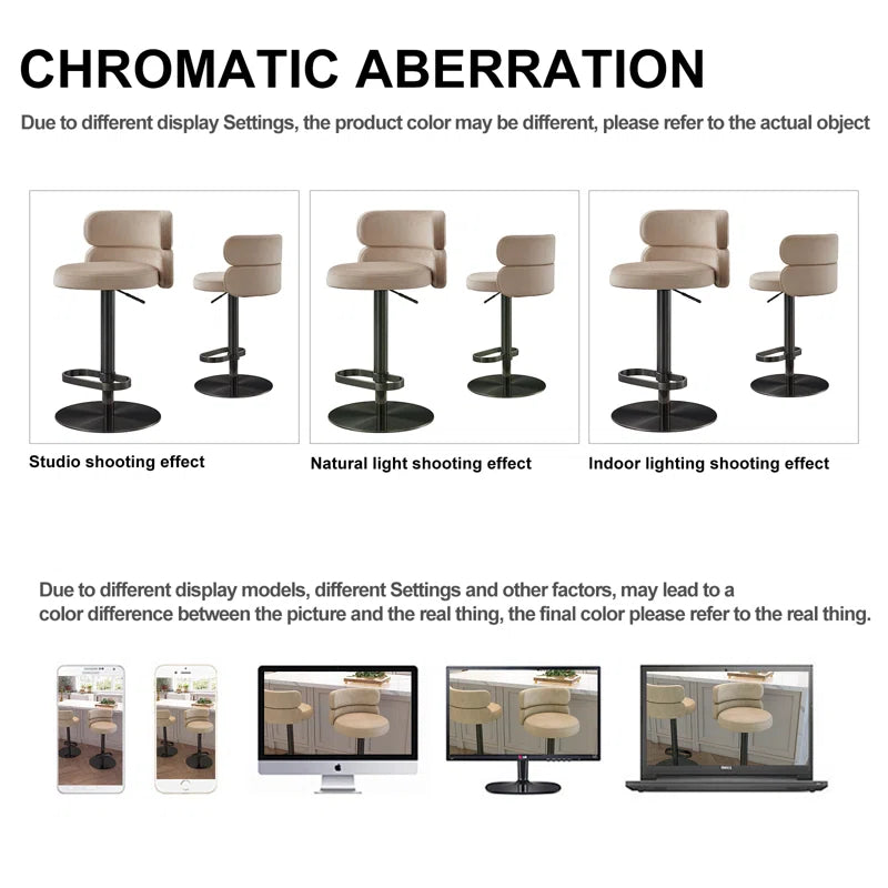 Giacamoz Adjustable Height Swivel Velvet Counter and Bar stool in Stainless Steel