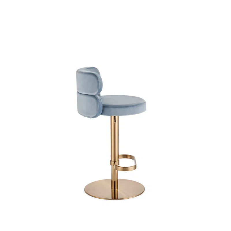 Giacamoz Adjustable Height Swivel Velvet Counter and Bar stool in Stainless Steel