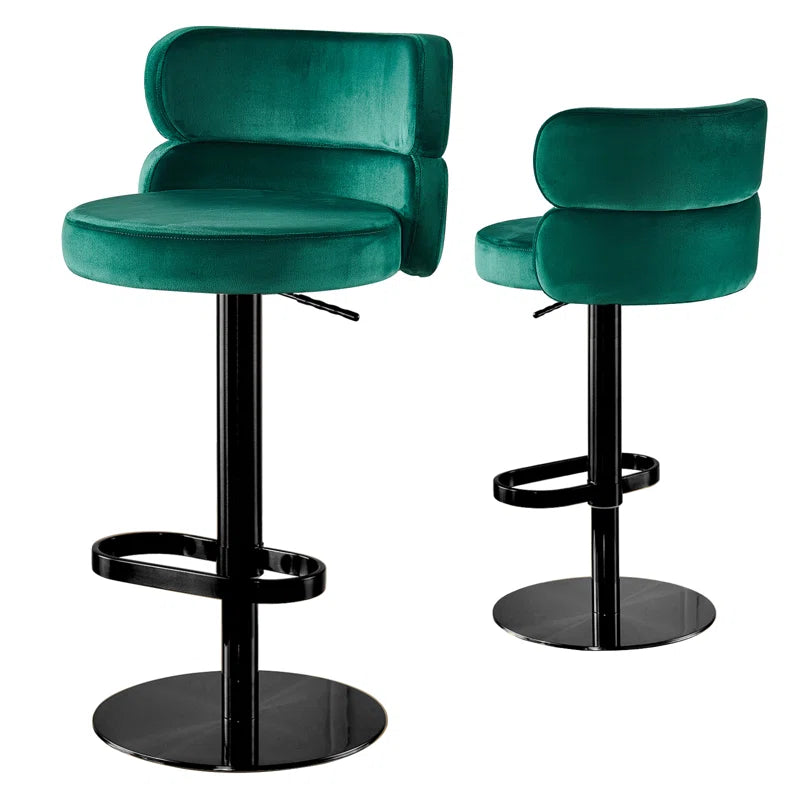 Giacamoz Adjustable Height Swivel Velvet Counter and Bar stool in Stainless Steel