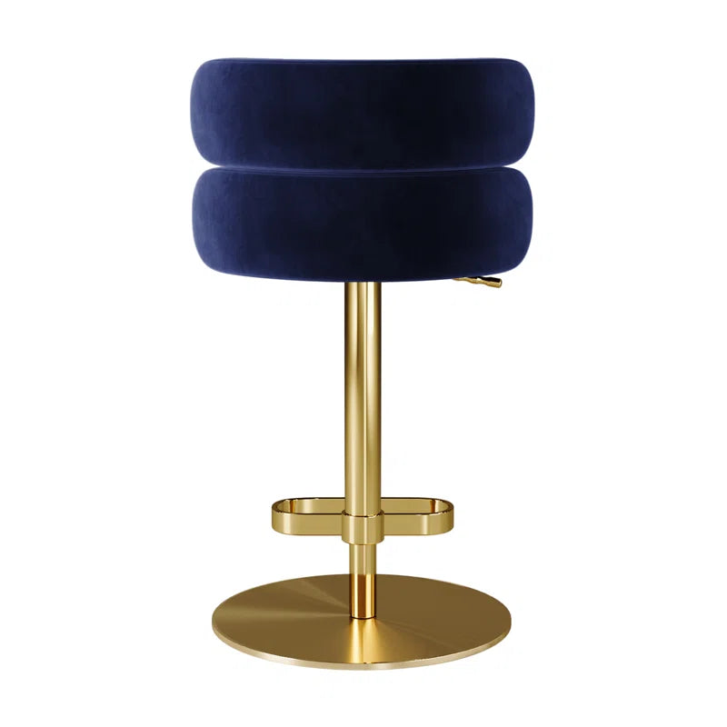Giacamoz Adjustable Height Swivel Velvet Counter and Bar stool in Stainless Steel
