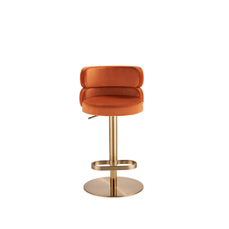 Giacamoz Adjustable Height Swivel Velvet Counter and Bar stool in Stainless Steel