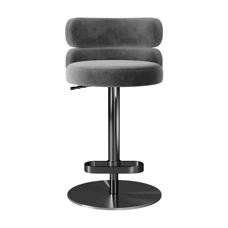 Giacamoz Adjustable Height Swivel Velvet Counter and Bar stool in Stainless Steel