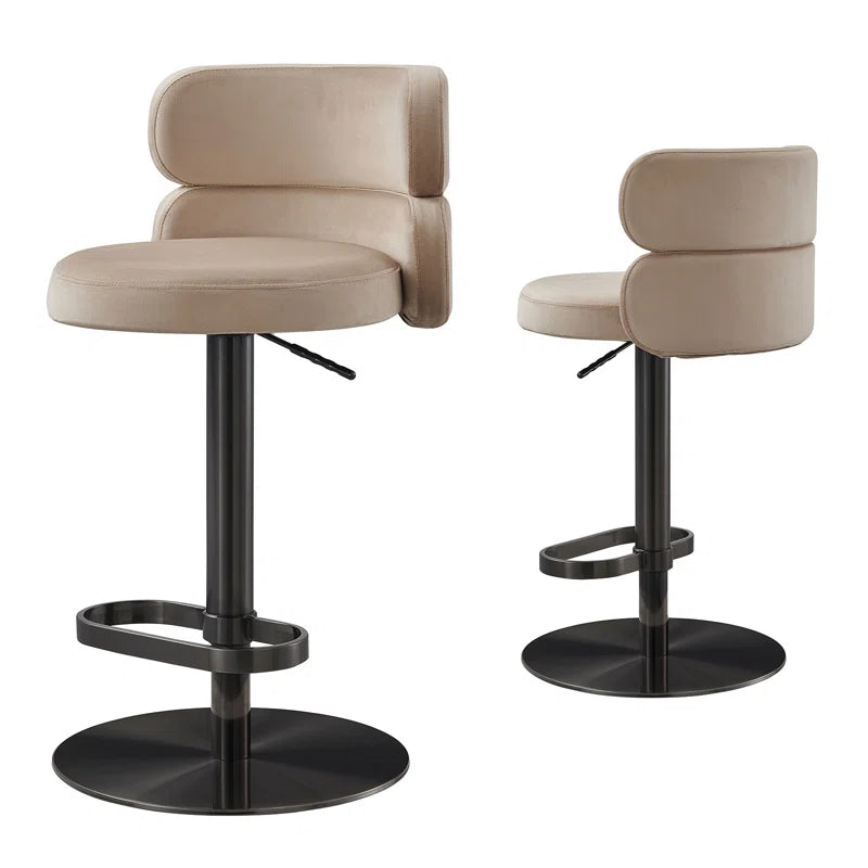 Giacamoz Adjustable Height Swivel Velvet Counter and Bar stool in Stainless Steel