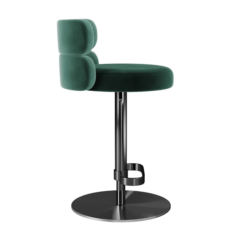 Giacamoz Adjustable Height Swivel Velvet Counter and Bar stool in Stainless Steel