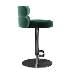 Giacamoz Adjustable Height Swivel Velvet Counter and Bar stool in Stainless Steel