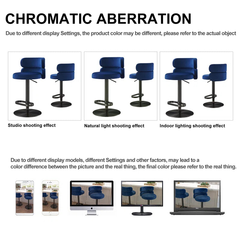 Giacamoz Adjustable Height Swivel Velvet Counter and Bar stool in Stainless Steel
