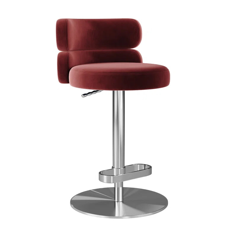 Giacamoz Adjustable Height Swivel Velvet Counter and Bar stool in Stainless Steel