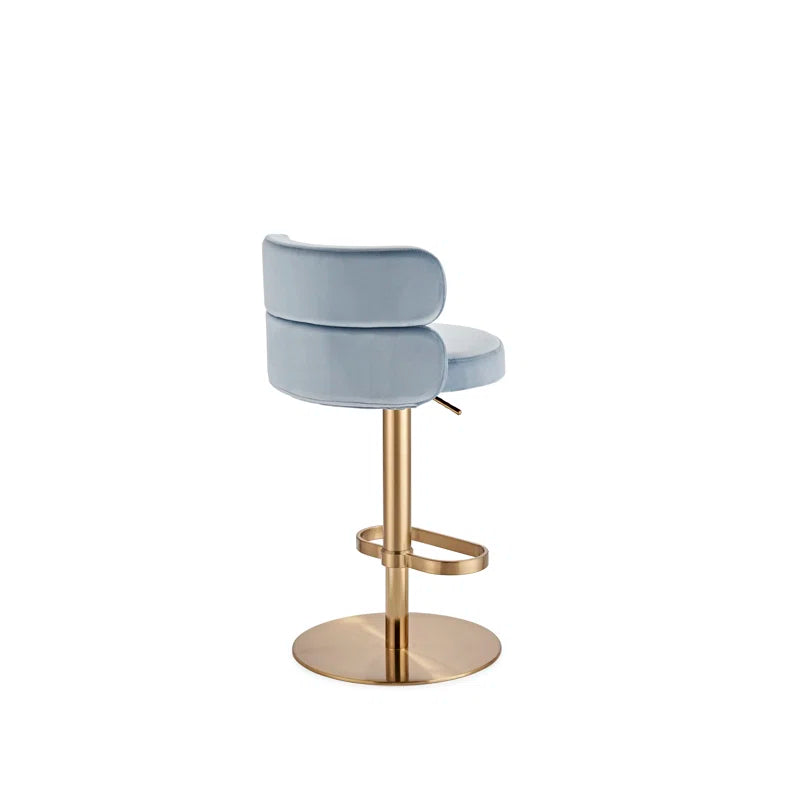 Giacamoz Adjustable Height Swivel Velvet Counter and Bar stool in Stainless Steel