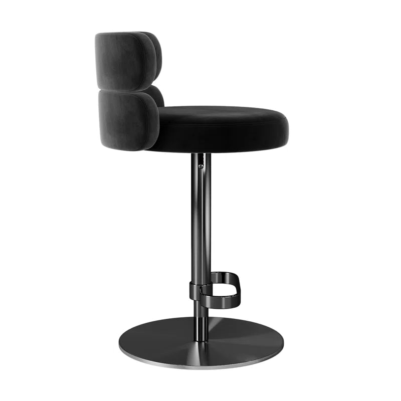 Giacamoz Adjustable Height Swivel Velvet Counter and Bar stool in Stainless Steel
