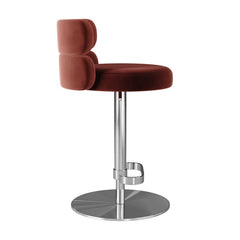 Giacamoz Adjustable Height Swivel Velvet Counter and Bar stool in Stainless Steel
