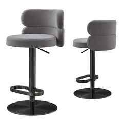 Giacamoz Adjustable Height Swivel Velvet Counter and Bar stool in Stainless Steel