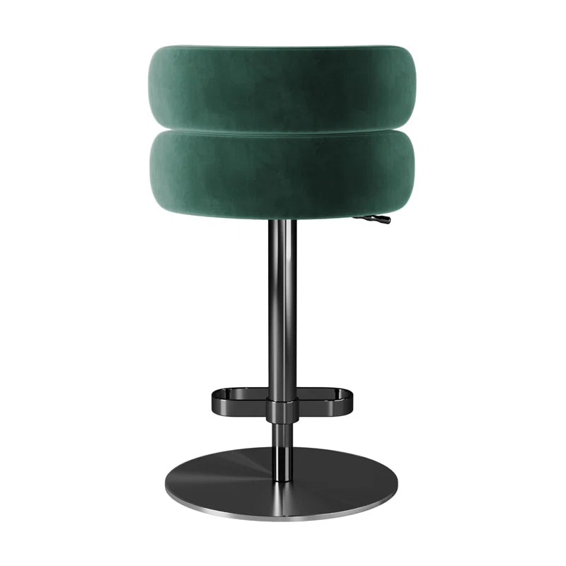 Giacamoz Adjustable Height Swivel Velvet Counter and Bar stool in Stainless Steel