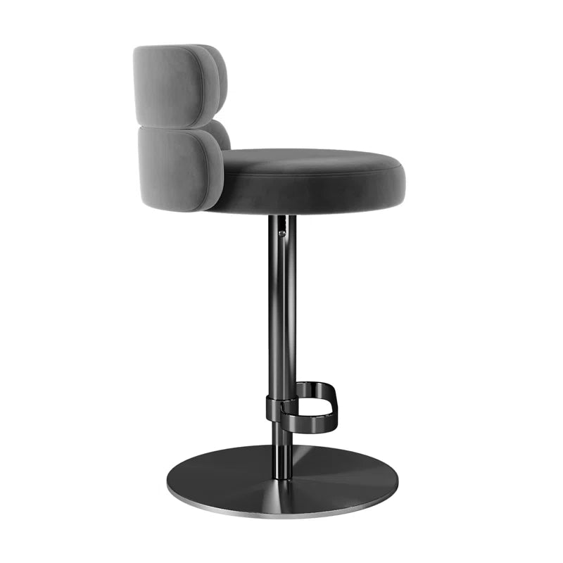 Giacamoz Adjustable Height Swivel Velvet Counter and Bar stool in Stainless Steel