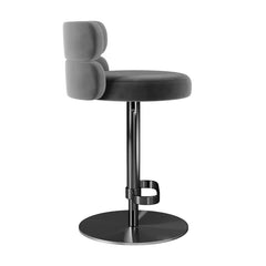 Giacamoz Adjustable Height Swivel Velvet Counter and Bar stool in Stainless Steel