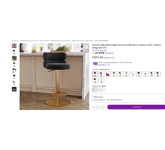 Giacamoz Adjustable Height Swivel Velvet Counter and Bar stool in Stainless Steel
