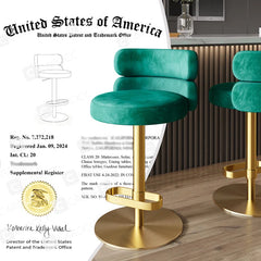 Giacamoz Adjustable Height Swivel Velvet Counter and Bar stool in Stainless Steel