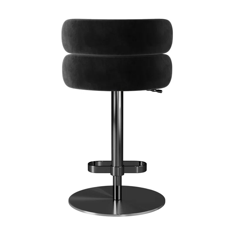 Giacamoz Adjustable Height Swivel Velvet Counter and Bar stool in Stainless Steel