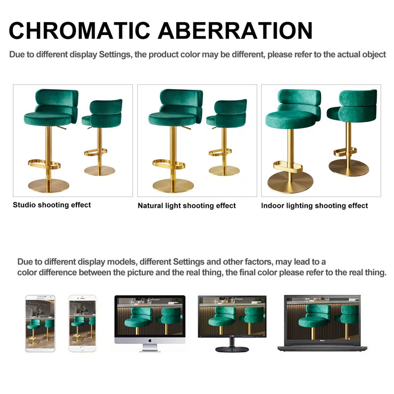 Giacamoz Adjustable Height Swivel Velvet Counter and Bar stool in Stainless Steel
