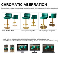 Giacamoz Adjustable Height Swivel Velvet Counter and Bar stool in Stainless Steel