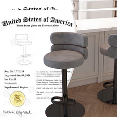 Giacamoz Adjustable Height Swivel Velvet Counter and Bar stool in Stainless Steel