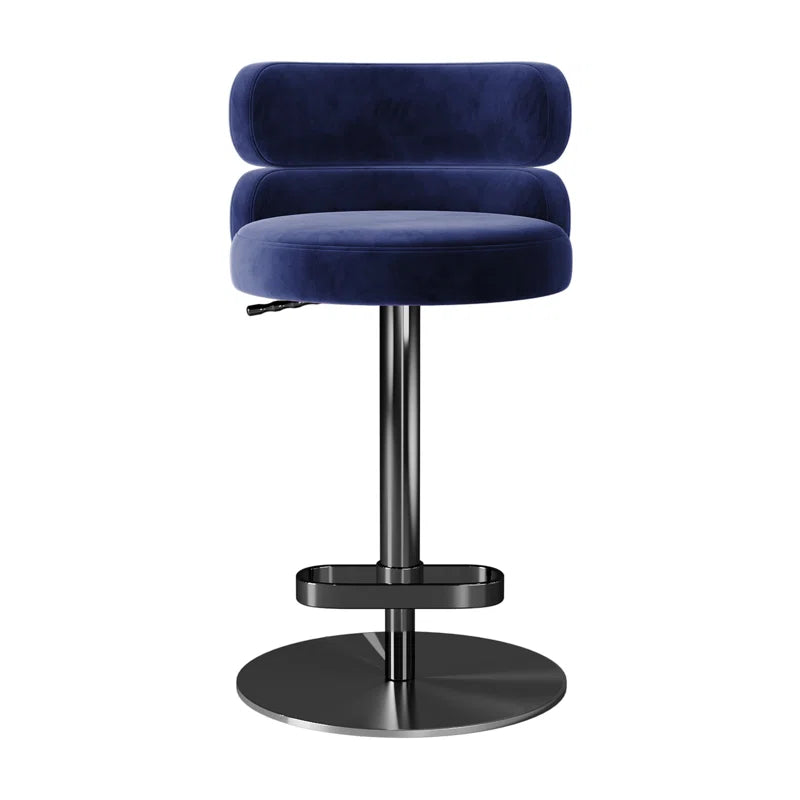 Giacamoz Adjustable Height Swivel Velvet Counter and Bar stool in Stainless Steel