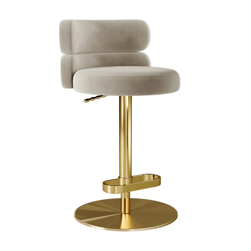 Giacamoz Adjustable Height Swivel Velvet Counter and Bar stool in Stainless Steel