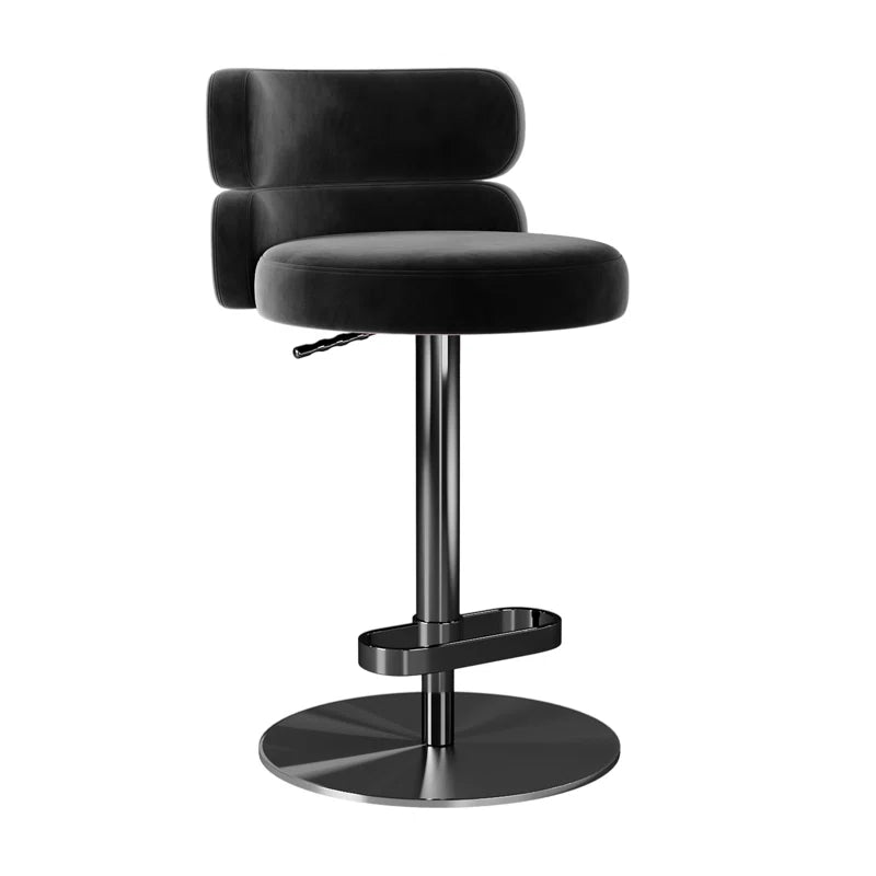 Giacamoz Adjustable Height Swivel Velvet Counter and Bar stool in Stainless Steel