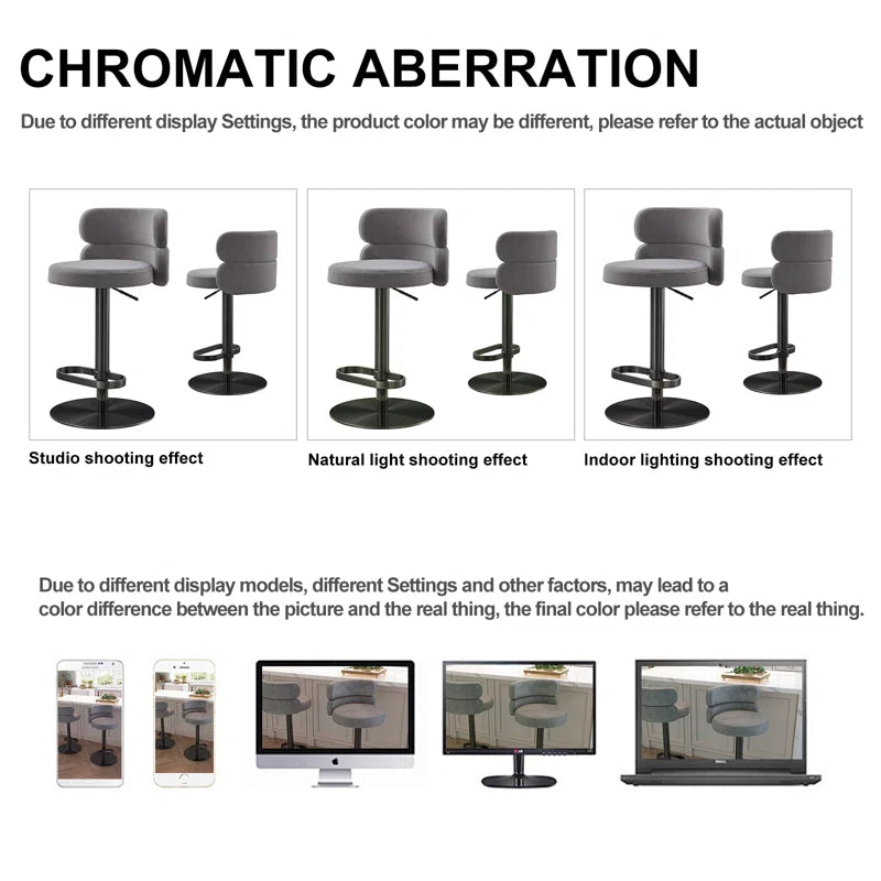 Giacamoz Adjustable Height Swivel Velvet Counter and Bar stool in Stainless Steel