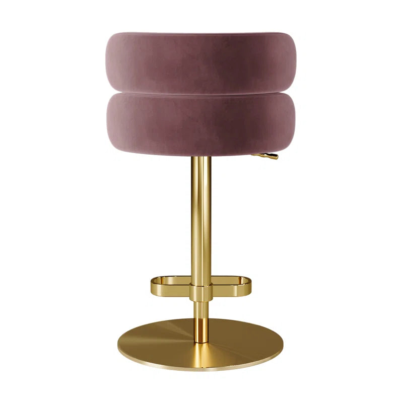Giacamoz Adjustable Height Swivel Velvet Counter and Bar stool in Stainless Steel