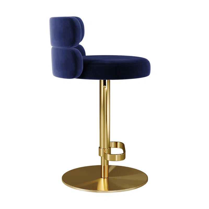 Giacamoz Adjustable Height Swivel Velvet Counter and Bar stool in Stainless Steel