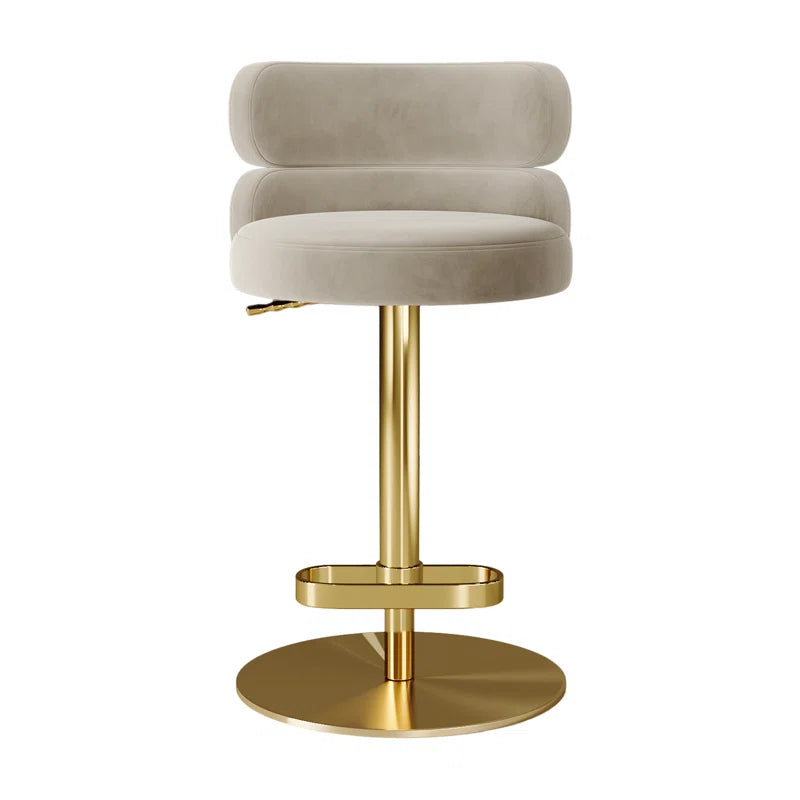 Giacamoz Adjustable Height Swivel Velvet Counter and Bar stool in Stainless Steel