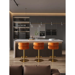 Giacamoz Adjustable Height Swivel Velvet Counter and Bar stool in Stainless Steel