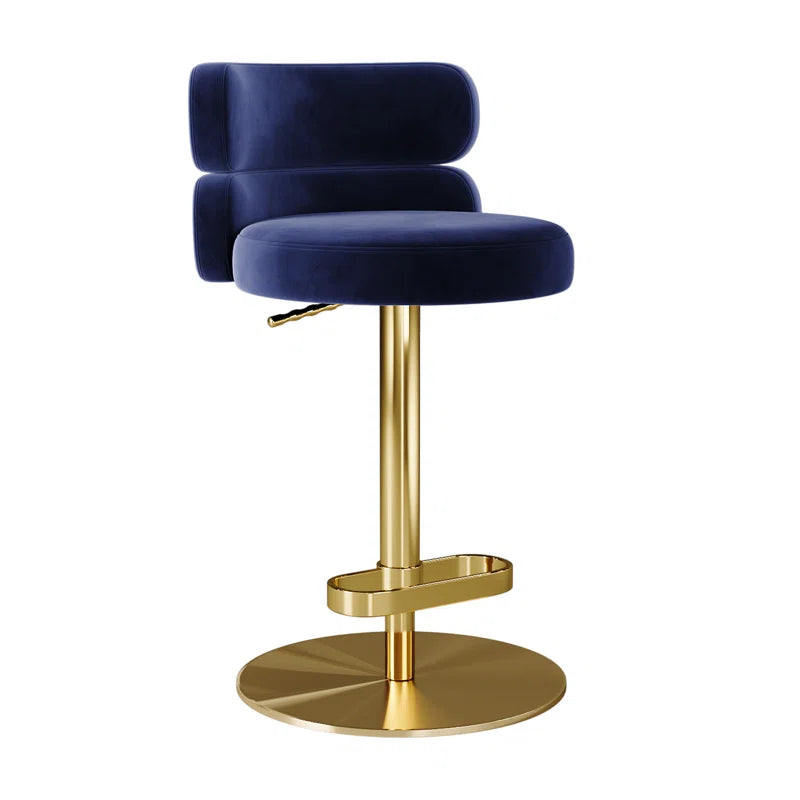 Giacamoz Adjustable Height Swivel Velvet Counter and Bar stool in Stainless Steel