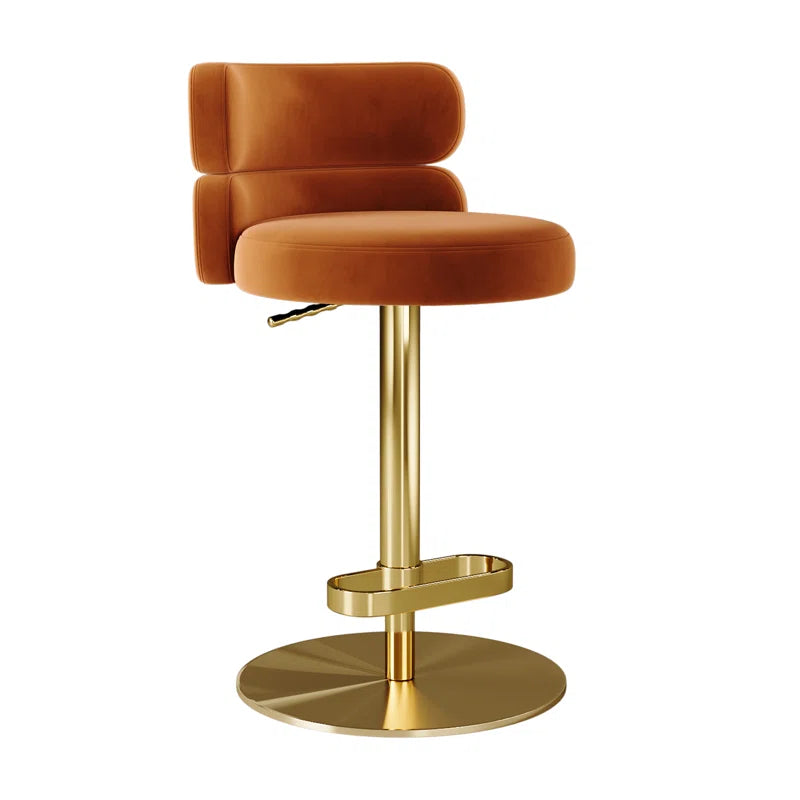Giacamoz Adjustable Height Swivel Velvet Counter and Bar stool in Stainless Steel