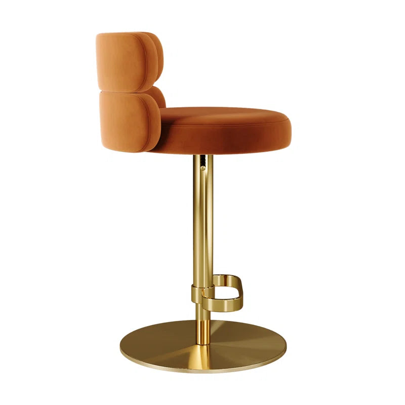 Giacamoz Adjustable Height Swivel Velvet Counter and Bar stool in Stainless Steel