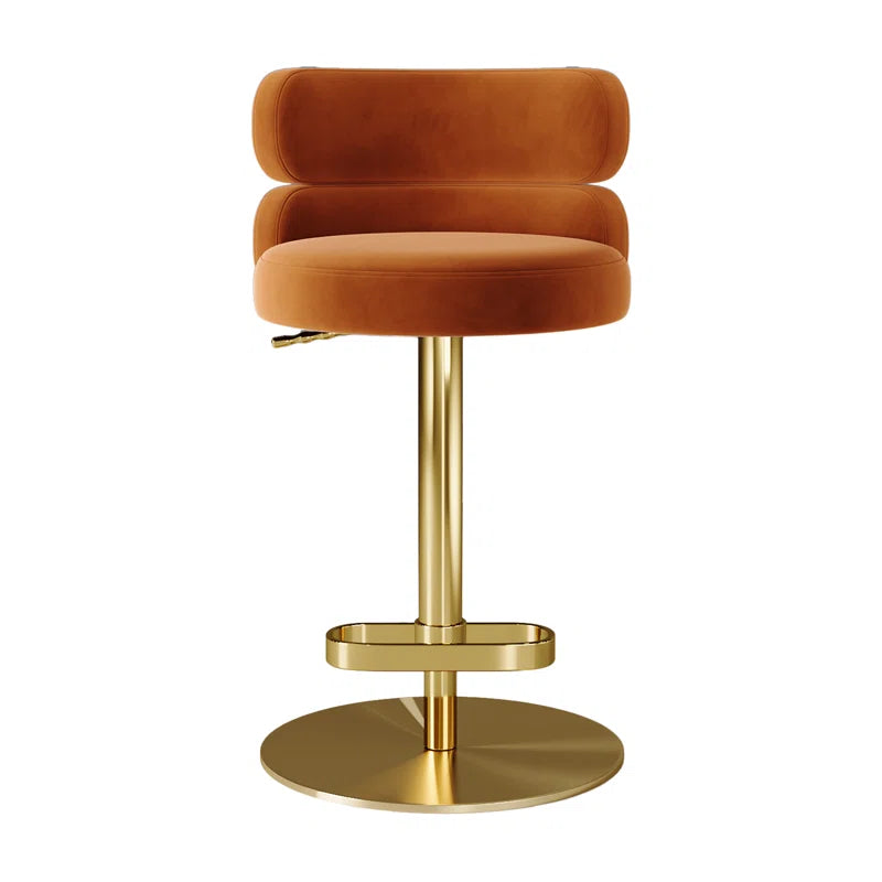 Giacamoz Adjustable Height Swivel Velvet Counter and Bar stool in Stainless Steel