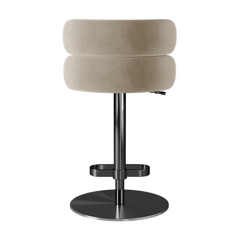 Giacamoz Adjustable Height Swivel Velvet Counter and Bar stool in Stainless Steel