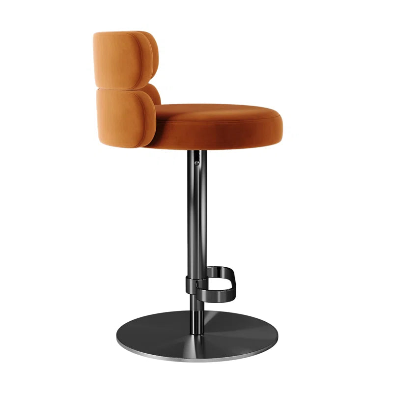 Giacamoz Adjustable Height Swivel Velvet Counter and Bar stool in Stainless Steel
