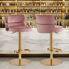 Giacamoz Adjustable Height Swivel Velvet Counter and Bar stool in Stainless Steel