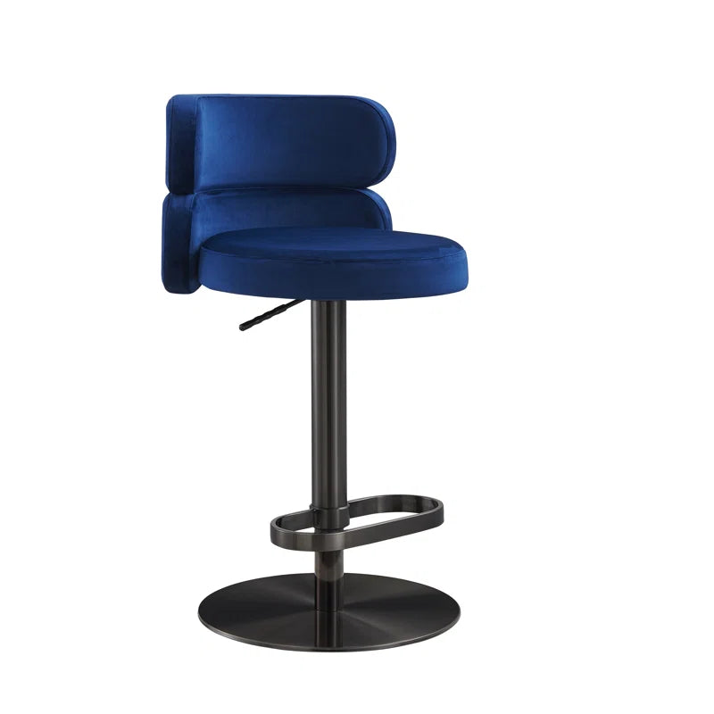 Giacamoz Adjustable Height Swivel Velvet Counter and Bar stool in Stainless Steel